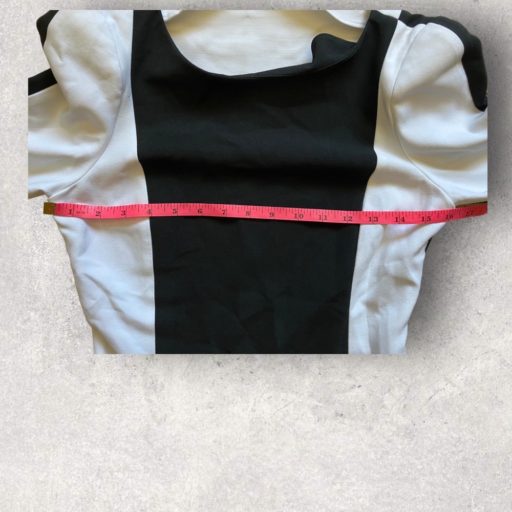 ZARA Color Block Black White 3/4 Sleeve Structured Mini Dress Women's Size Small - Picture 6 of 8